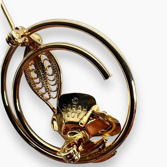 Sarah Coventry Brooch Promise Pin Gold Tone Circle Floral Textured 1967 Vintage - Picture 6 of 7